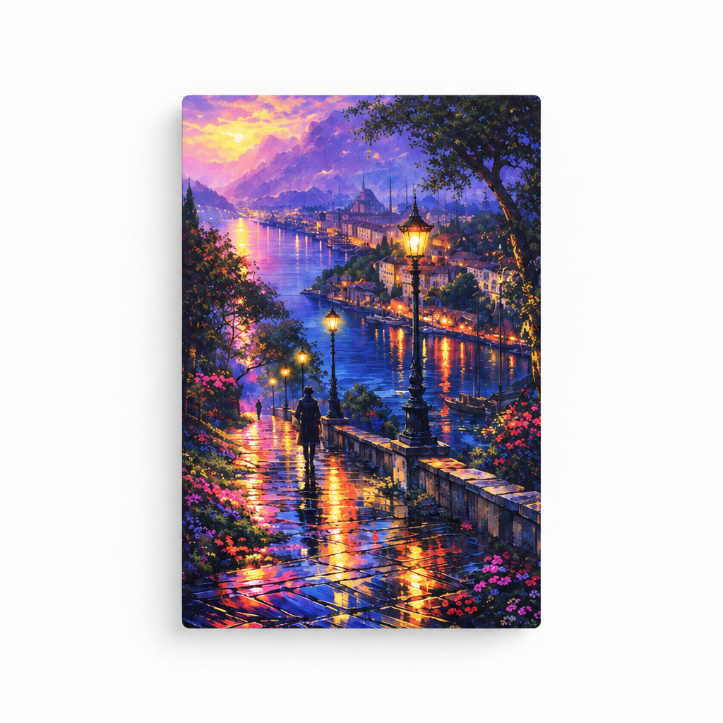 Abendpromenade am Wasser Wandbild