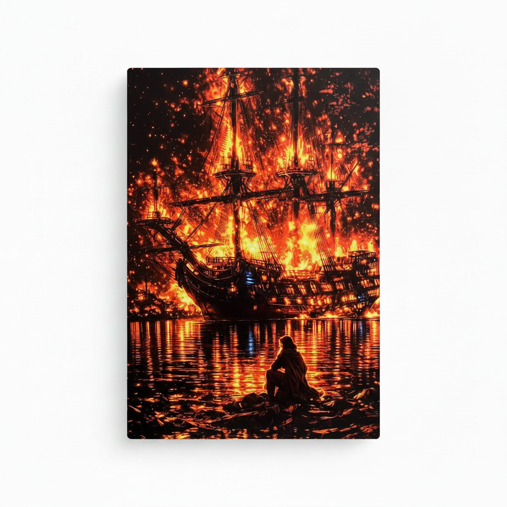 Brennendes Segelschiff Wandbild