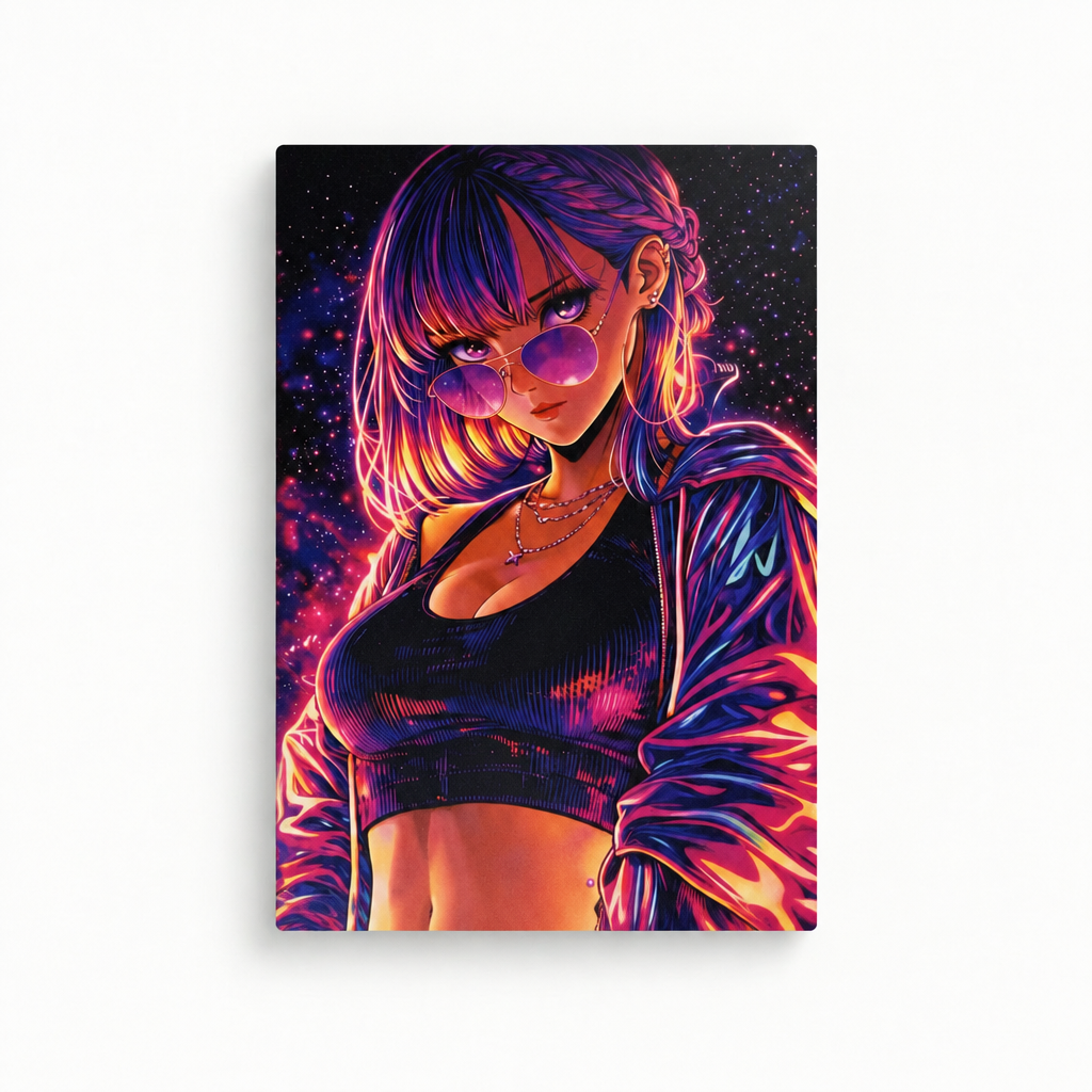 Neon Anime Girl Wandbild