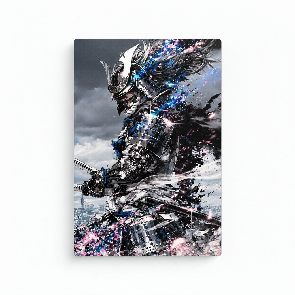 Silberner Samurai Wandbild