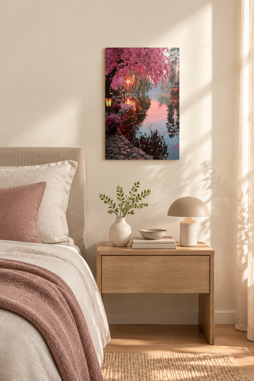 Kirschblüten am Wasser Wandbild