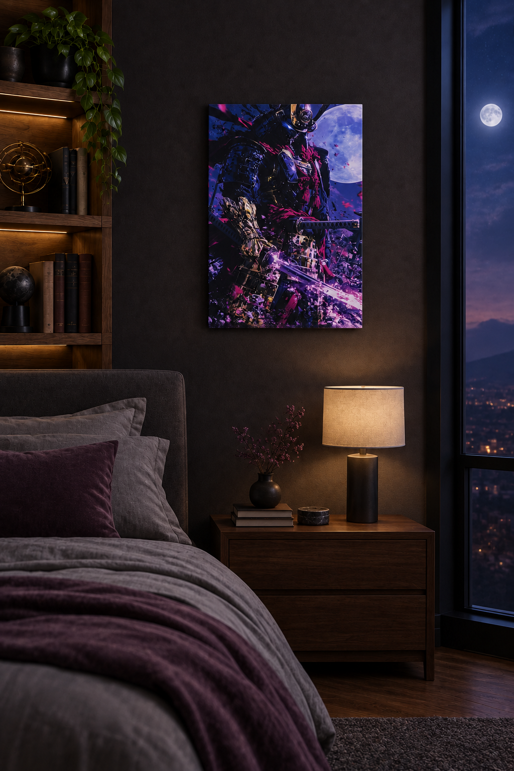 Samurai im Mondlicht Wandbild