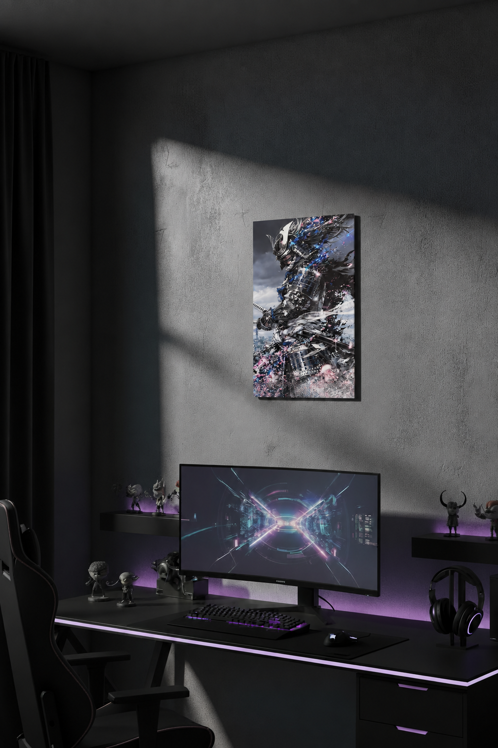 Silberner Samurai Wandbild