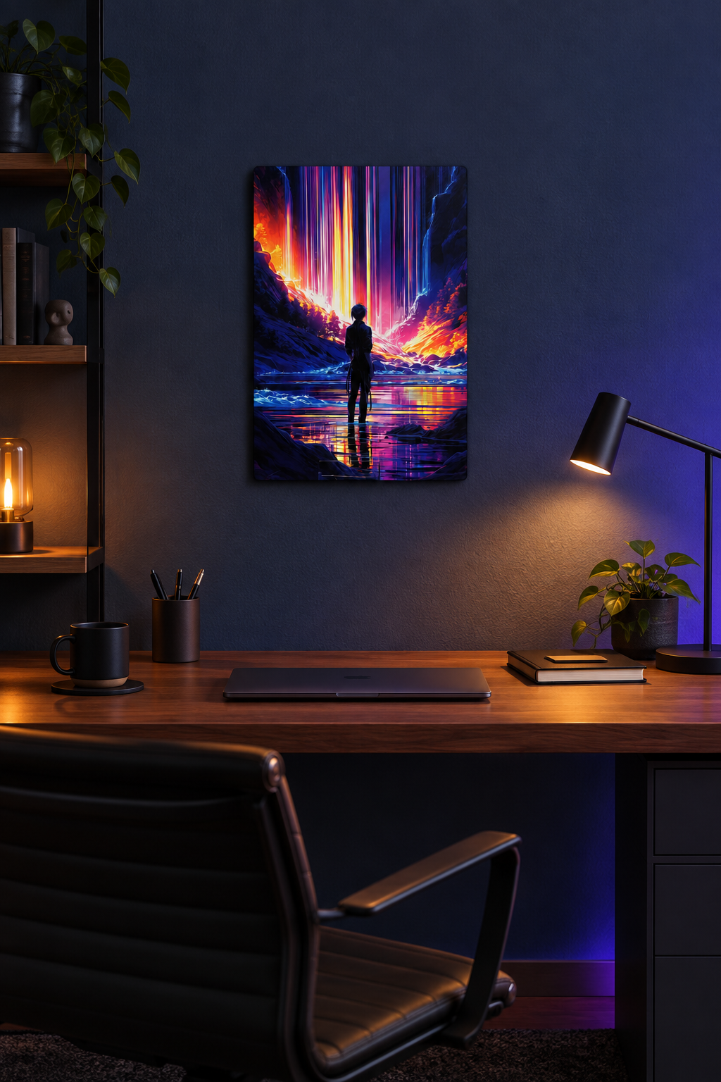 Magischer Lichtwasserfall Wandbild