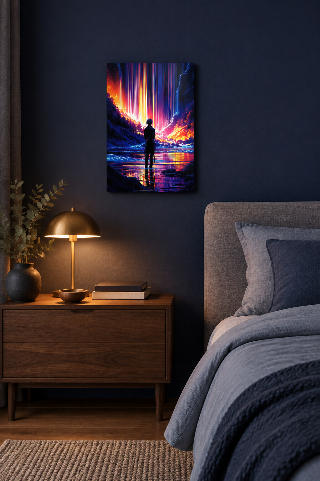 Magischer Lichtwasserfall Wandbild