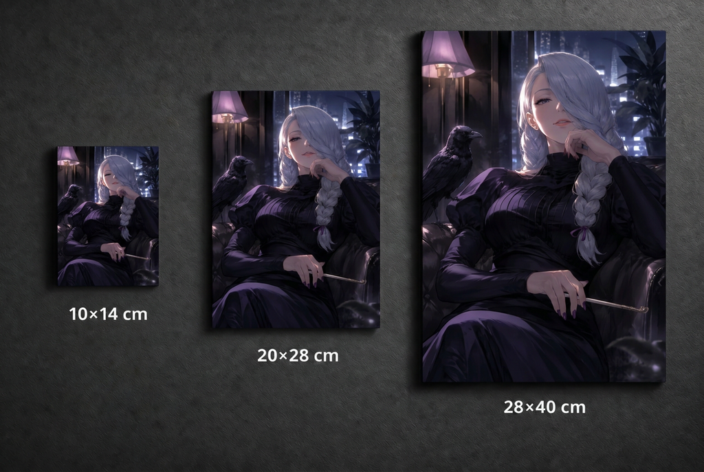 Gothic Anime Frau mit Rabe Wandbild