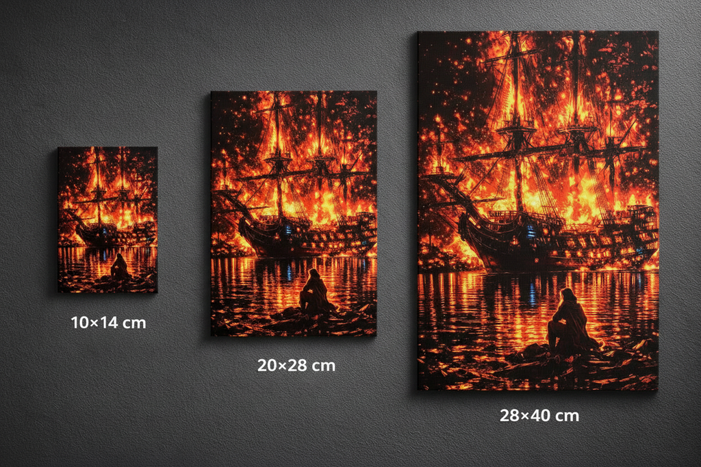 Brennendes Segelschiff Wandbild