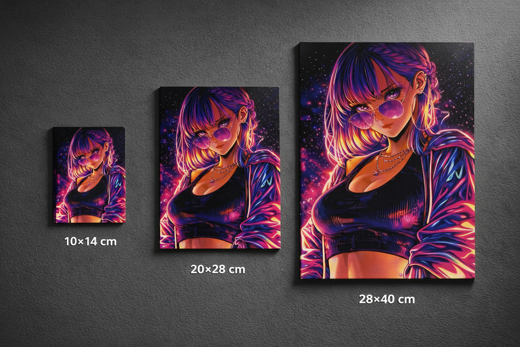 Neon Anime Girl Wandbild