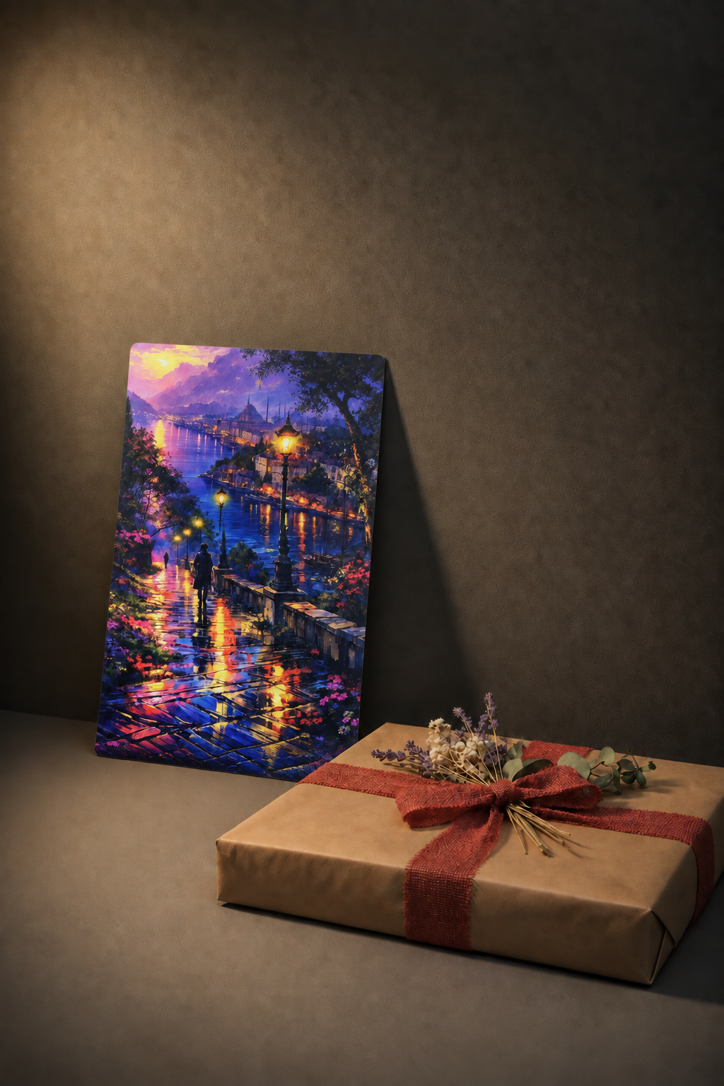 Abendpromenade am Wasser Wandbild